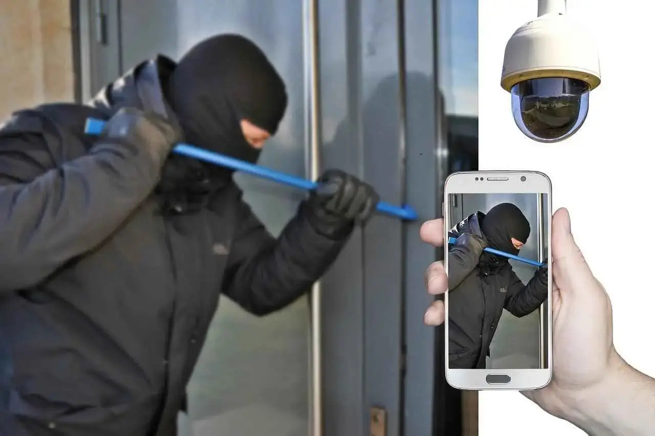 Caméra de vidéosurveillance HD détectant une intrusion, alerte mobile en temps réel
