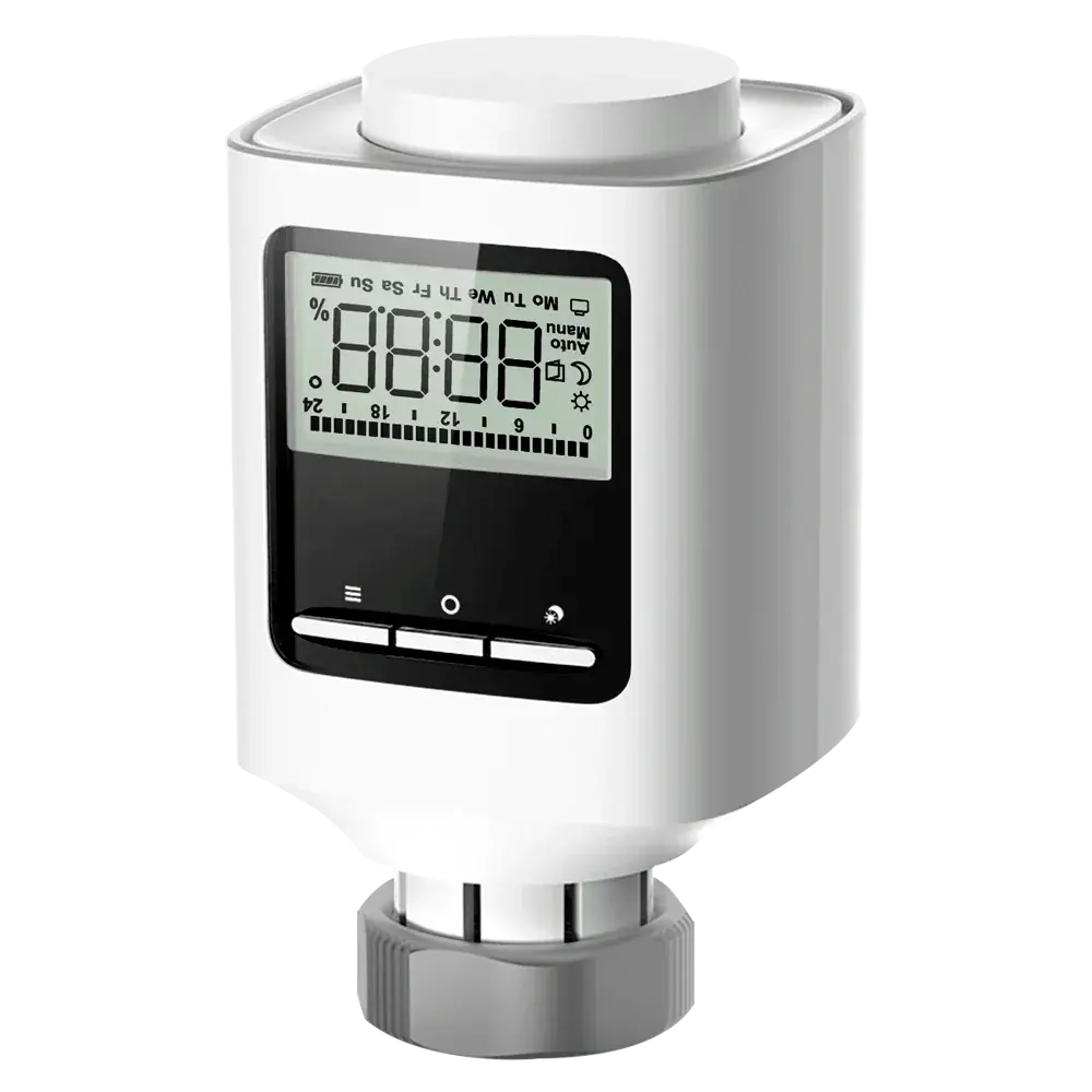 Tête thermostatique électronique blanche avec écran LCD, affichage numérique programmable