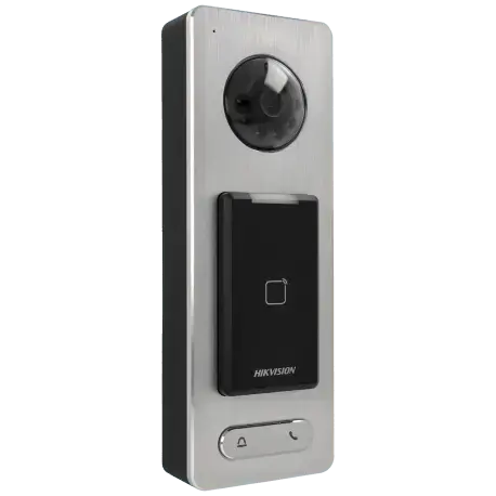 Interphone vidéo métal avec caméra HD, bouton d'appel et lecteur de badge pour contrôle d'accès
