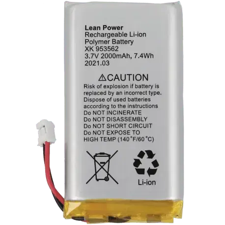 Batterie Li-ion polymère rechargeable 2000mAh, sécurité vidéosurveillance, connecteur fil