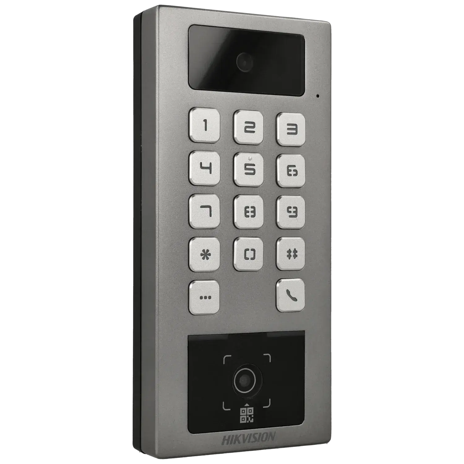 Contrôle d'accès et interphone vidéo HIKVISION intérieur - extérieur avec code QR, clavier et carte / Référence DS-K1T502DBWX-CQR