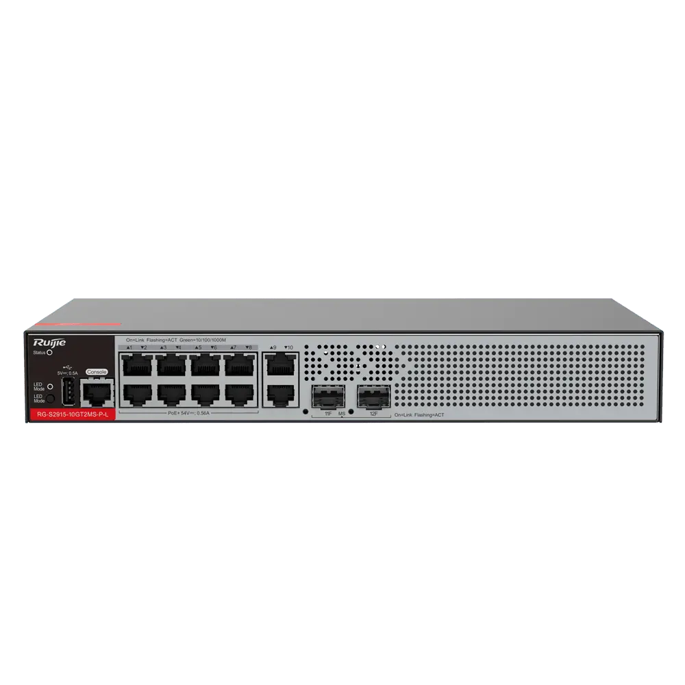 Switch PoE Cloud L2+ Ruijie / Référence RG-S2915-10GT2MS-P-L - TSA Distribution
