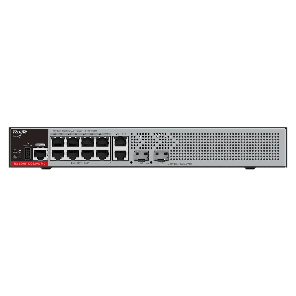 Switch PoE Cloud L2+ Ruijie / Référence RG-S2915-10GT2MS-P-L - TSA Distribution