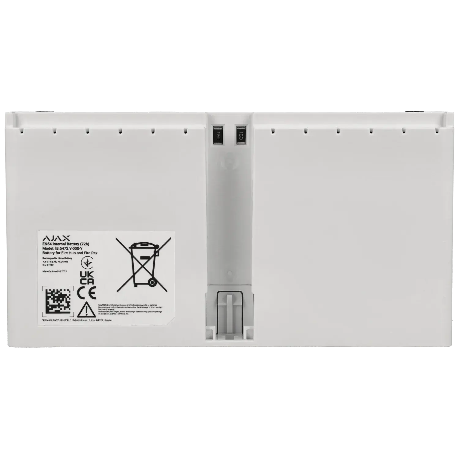 Batterie AJAX 7.4 V 10 Ah / Référence EN54-INTERNALBATTERY-72H-W