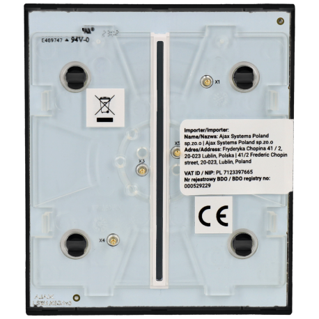 Double panneau d'interrupteurs central AJAX / Référence CENTERBUTTON-2G-B