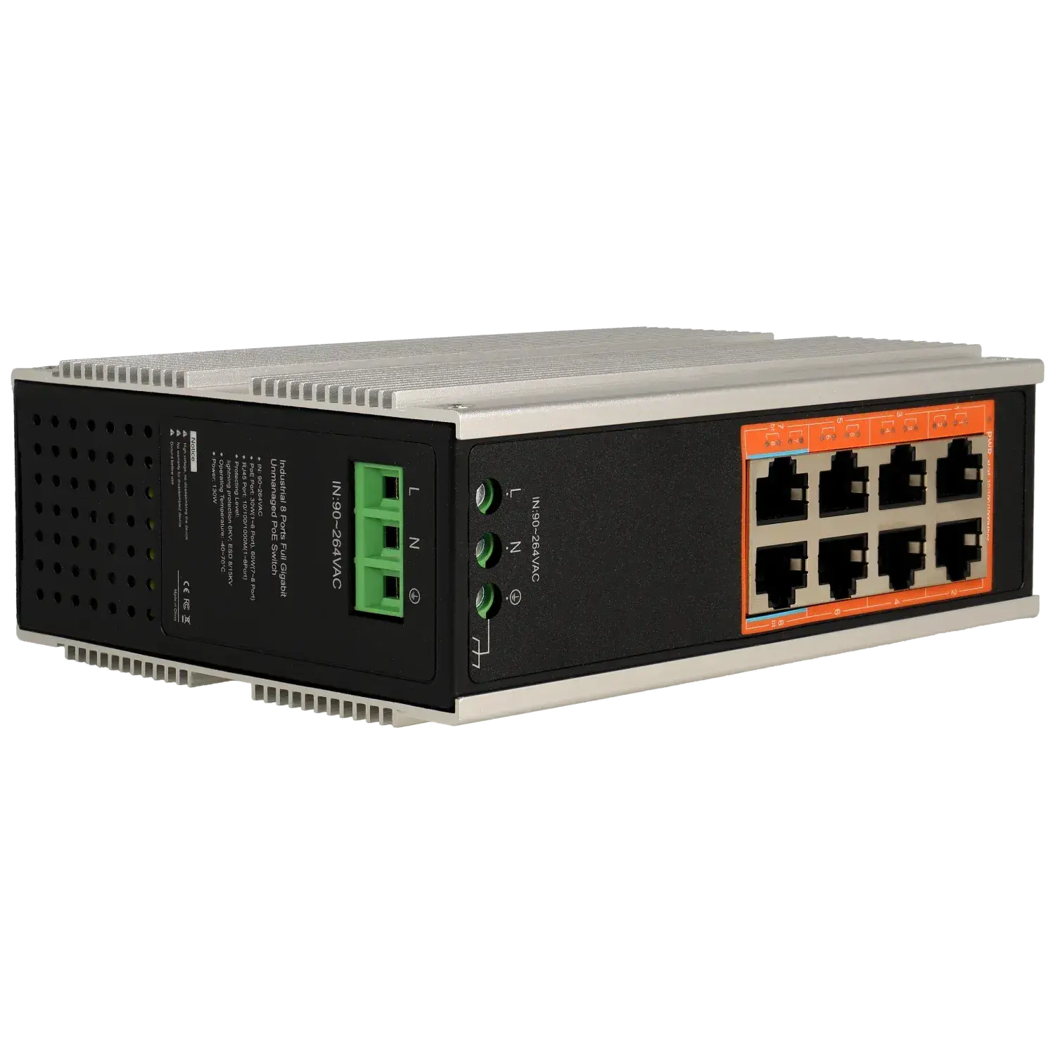 Switch 8 ports avec 8 ports PoE / Référence A-SWITCH-08POE-BT-130-G-IND