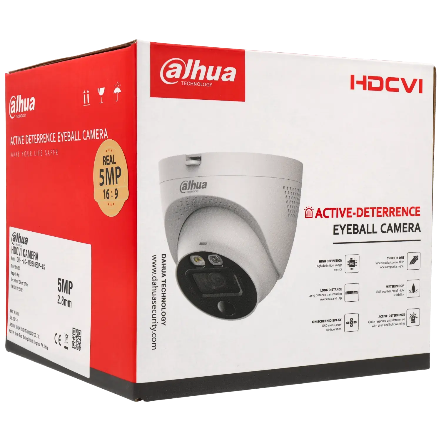 Caméra mini dôme DAHUA hd-cvi avec 5 mégapixels et objectif fixe