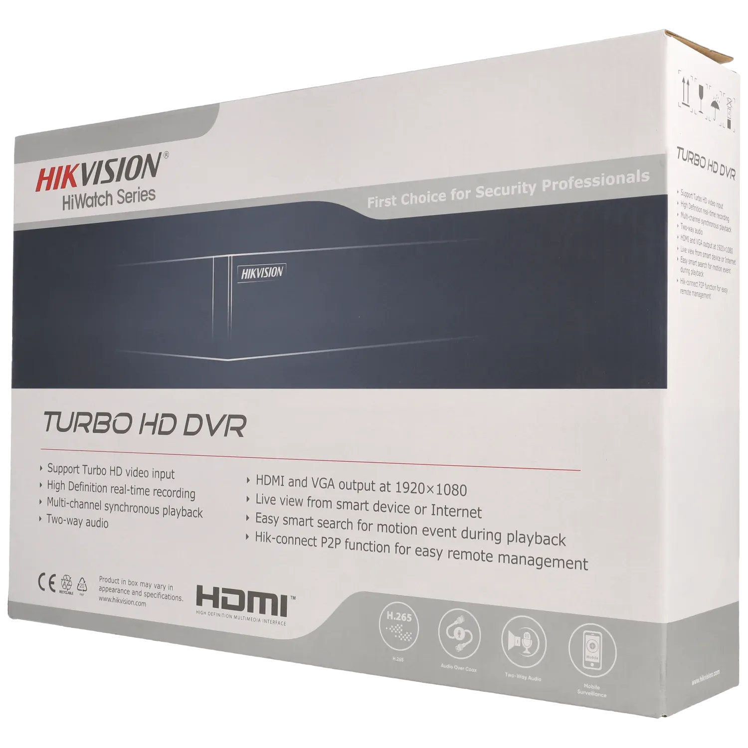 Enregistreur HIKVISION 5 en 1 (hd-cvi, hd-tvi, ahd, analogique et IP) pour 4 canaux et 2 mpx de résolution maximale / Référence HWD-5104MH/T