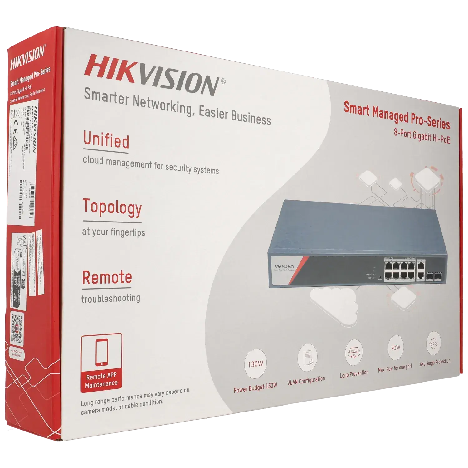 Switch cloud 12 ports avec 8 ports PoE HIKVISION / Référence DS-3E1512HP-SI-8P2T2F