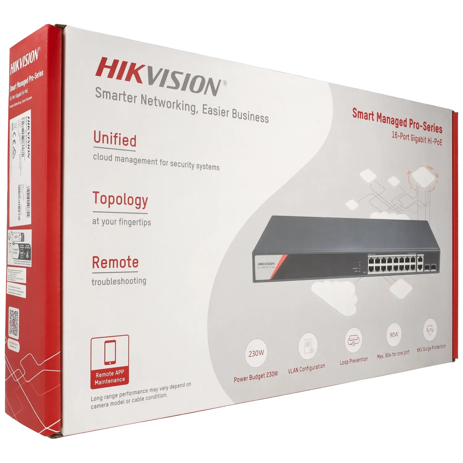 Switch cloud 20 ports avec 16 ports PoE HIKVISION / Référence DS-3E1520HP-SI-16P2T2F TSA Distribution