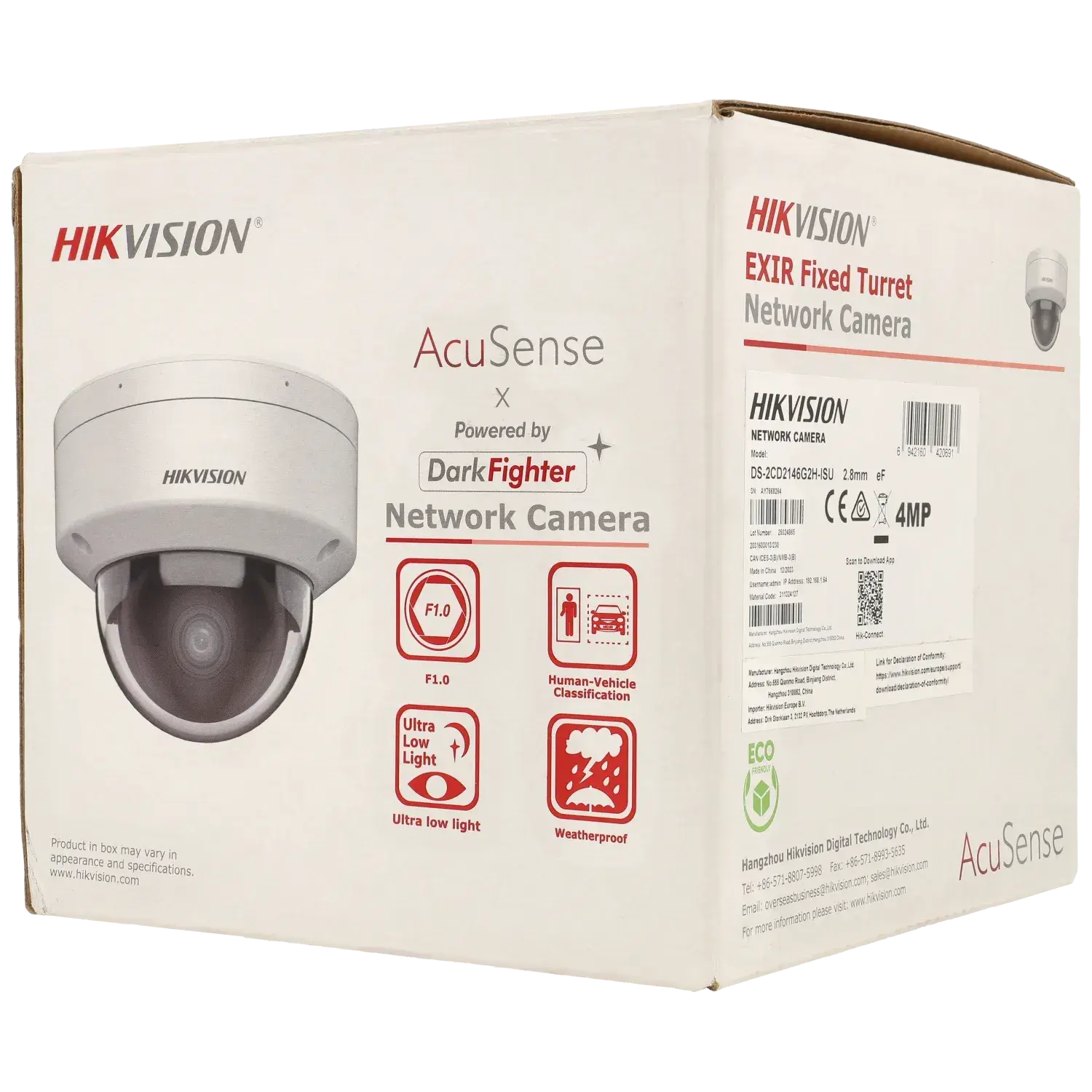 Caméra HIKVISION mini dôme IP avec 4 mégapixels et objectif fixe / Référence DS-2CD2146G2H-ISU - TSA Distribution