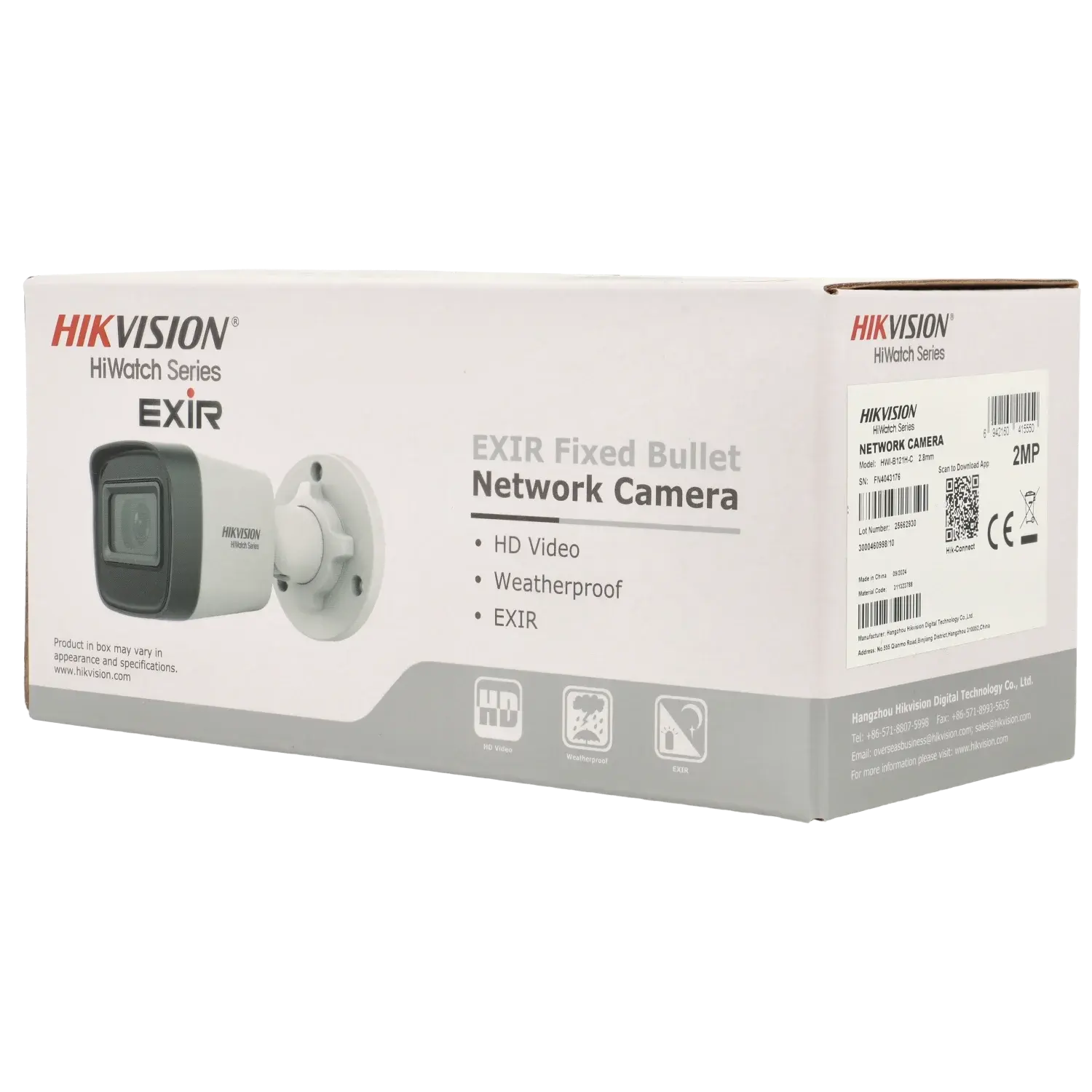 Caméra HIKVISION compactes IP avec 2 mégapixels et objectif fixe / Référence HWI-B121H-C