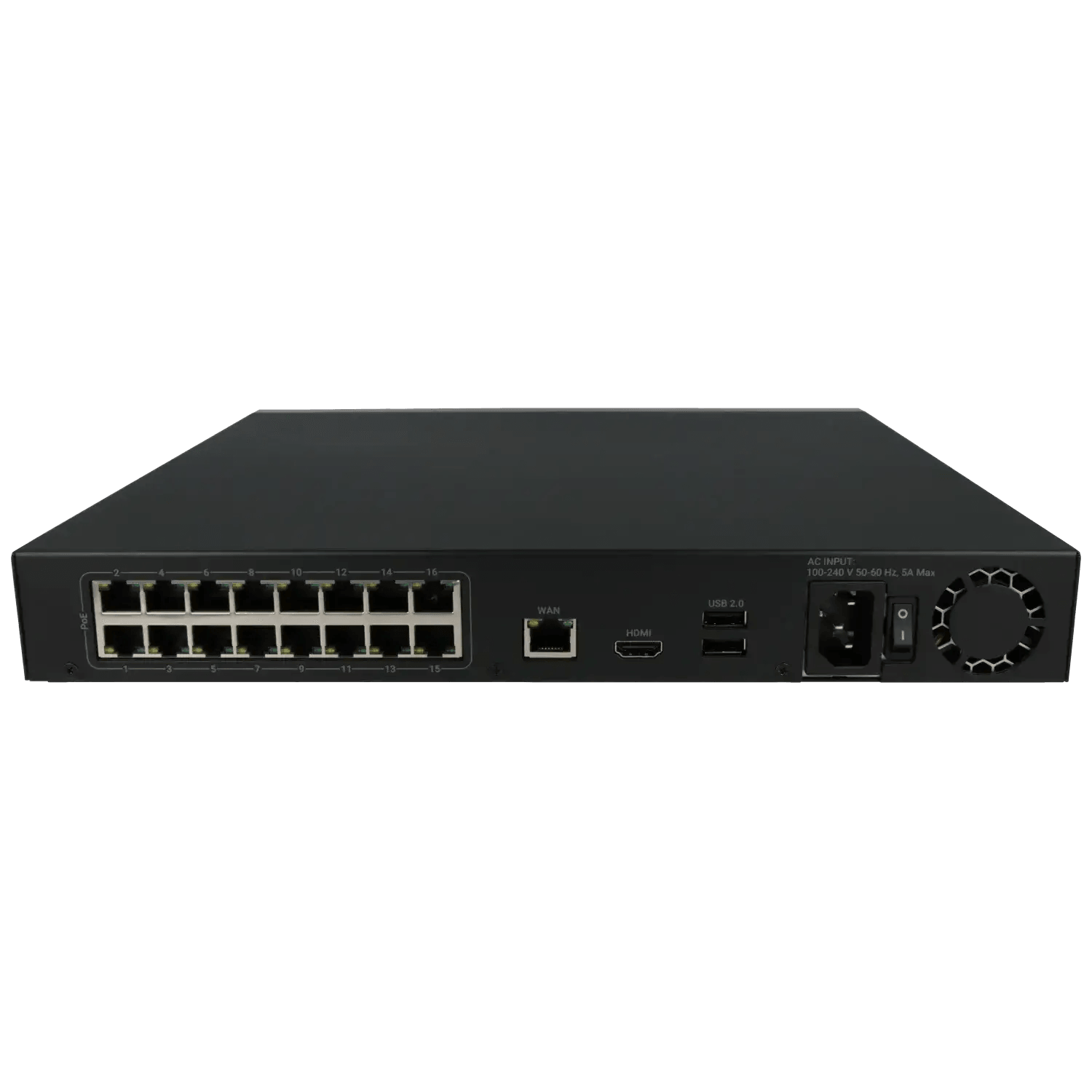 Enregistreur IP AJAX pour 16 canaux et 12 mpx de résolution avec 16 ports PoE / Référence NVR216-HAC-AI-16P-S-B