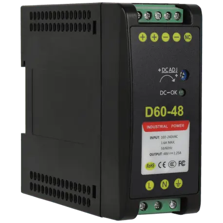 Source d'alimentation DC 48v 1.25a / Référence A-48VDC1,25A-DIN - TSA Distribution