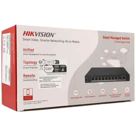 Switch cloud HIKVISION PRO 10 ports avec 8 ports PoE / Référence DS-3E1510P-EIV2 - TSA Distribution