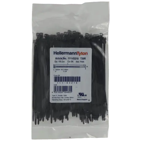 Colliers de serrages 150 x 3.5 mm 100 pcs / Référence A-CABLE-TIE-150X3.5-B - TSA Distribution