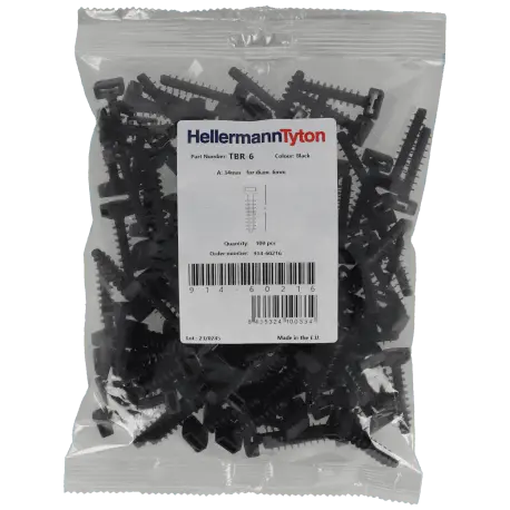 Embase cheville pour colliers de serrages et rilsan 6 mm 100 pcs / Référence A-WALLPLUG-6-B - TSA Distribution