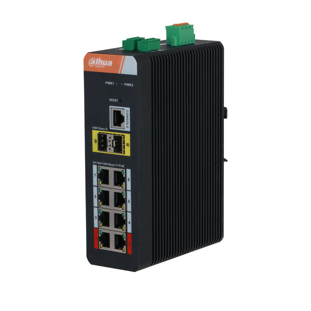 Commutateur industriel L2 10 ports avec 8 ports PoE DAHUA / Reference DH-IS4210-8GT-120