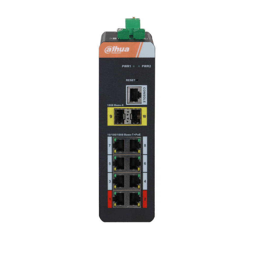 Commutateur industriel L2 10 ports avec 8 ports PoE DAHUA / Reference DH-IS4210-8GT-120