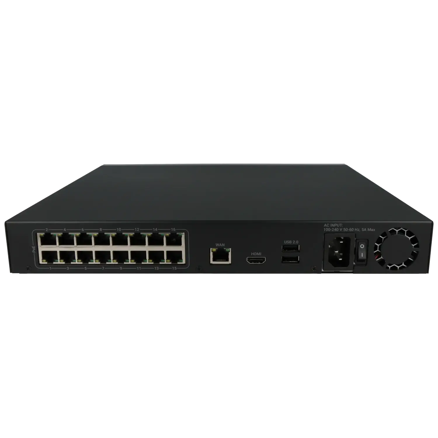 Enregistreur IP AJAX pour 16 canaux et 12 mpx de résolution avec 16 ports PoE / Référence NVR216-HAC-16P-B TSA Distribution
