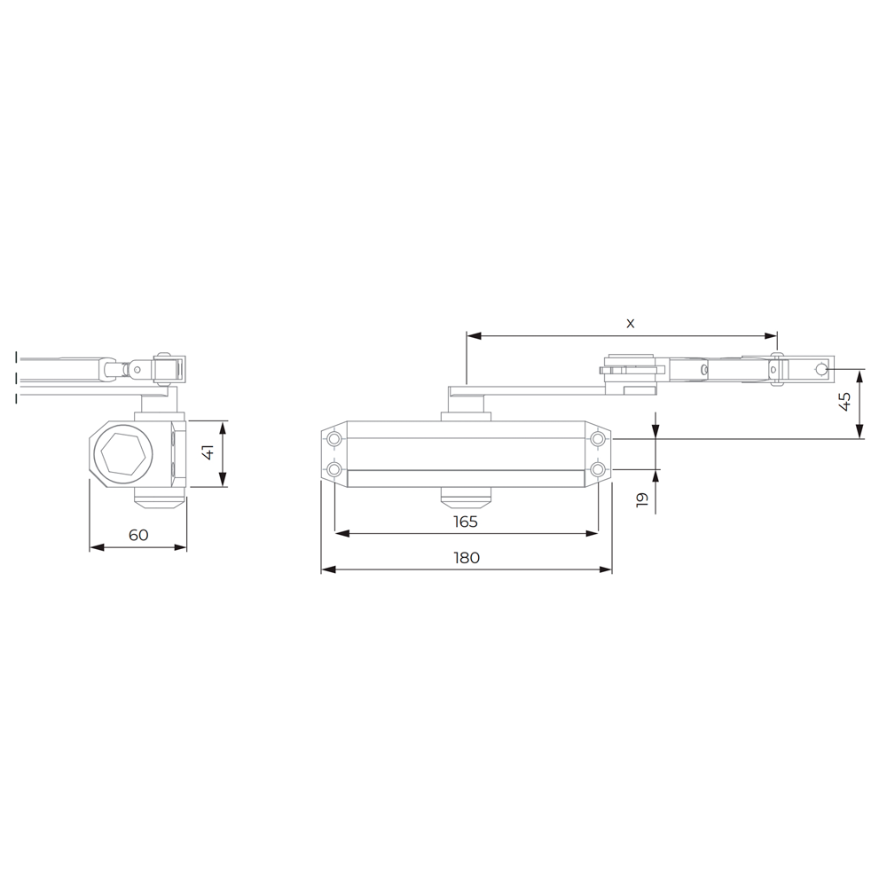Ferme porte à bras articulé avec rétention / Référence DR-DC1-H-BLACK TSA Distribution
