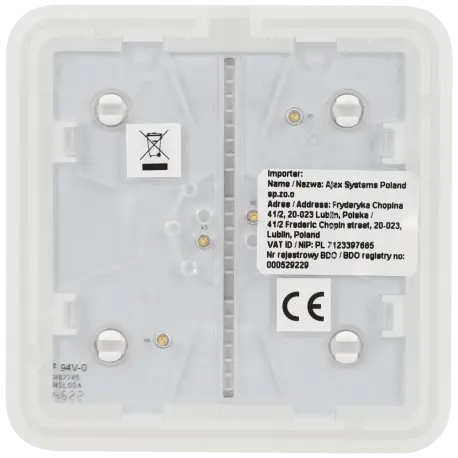 Interrupteur du panneau de commande AJAX / Référence SOLOBUTTON-1G2W-W - TSA Distribution