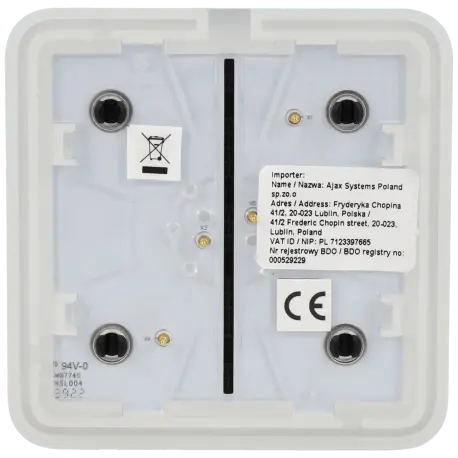 Interrupteur du panneau de commande AJAX / Référence SOLOBUTTON-1G2W-B - TSA Distribution