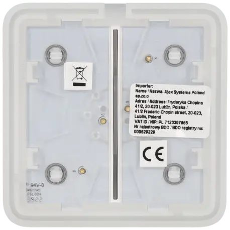 Panneau d'interrupteurs double AJAX / Référence SOLOBUTTON-2G-W - TSA Distribution