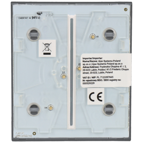 Double panneau d'interrupteurs central AJAX / Référence CENTERBUTTON-2G-GRE
