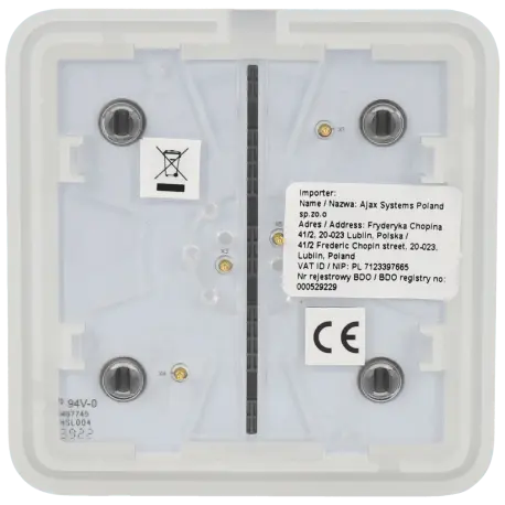 Interrupteur du panneau de commande AJAX / Référence SOLOBUTTON-1G2W-GRE - TSA Distribution