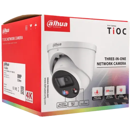 Caméra DAHUA mini-dôme IP avec 8 mégapixels et objectif fixe / Référence IPC-HDW3849H-AS-PV-S4 - TSA Distribution