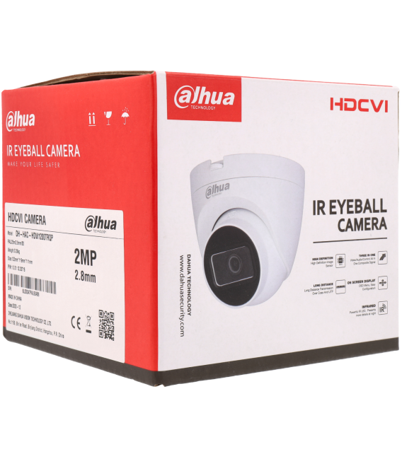 Caméra DAHUA mini-dôme hd-cvi 2 mégapixels objectif fixe / Référence HAC-HDW1200TRQ