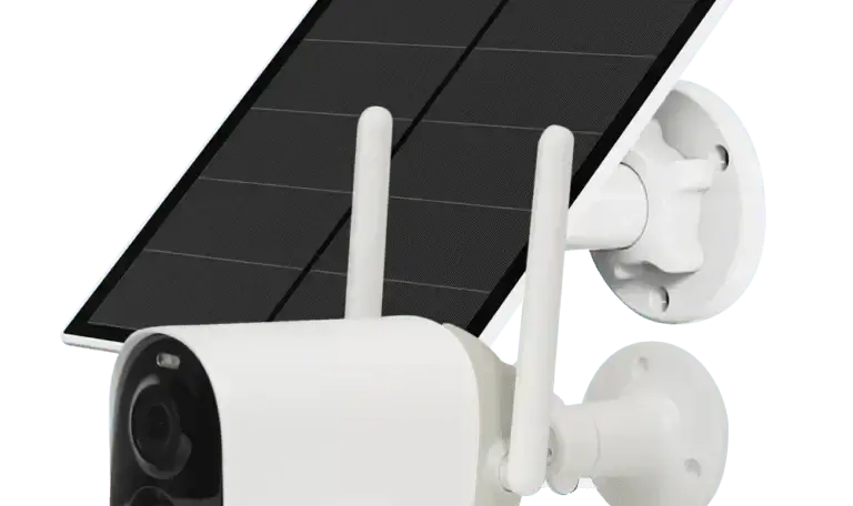 Caméra de vidéosurveillance extérieure HD avec panneau solaire, double antenne