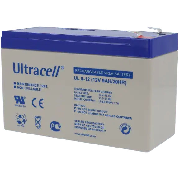 Batterie rechargeable Ultracell 12V 9Ah pour alarme et vidéosurveillance