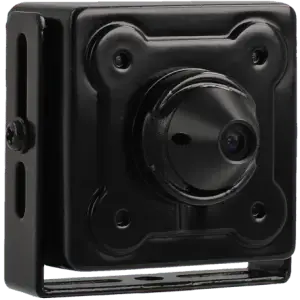Caméra de vidéosurveillance HD compacte noire pour sécurité et protection des locaux