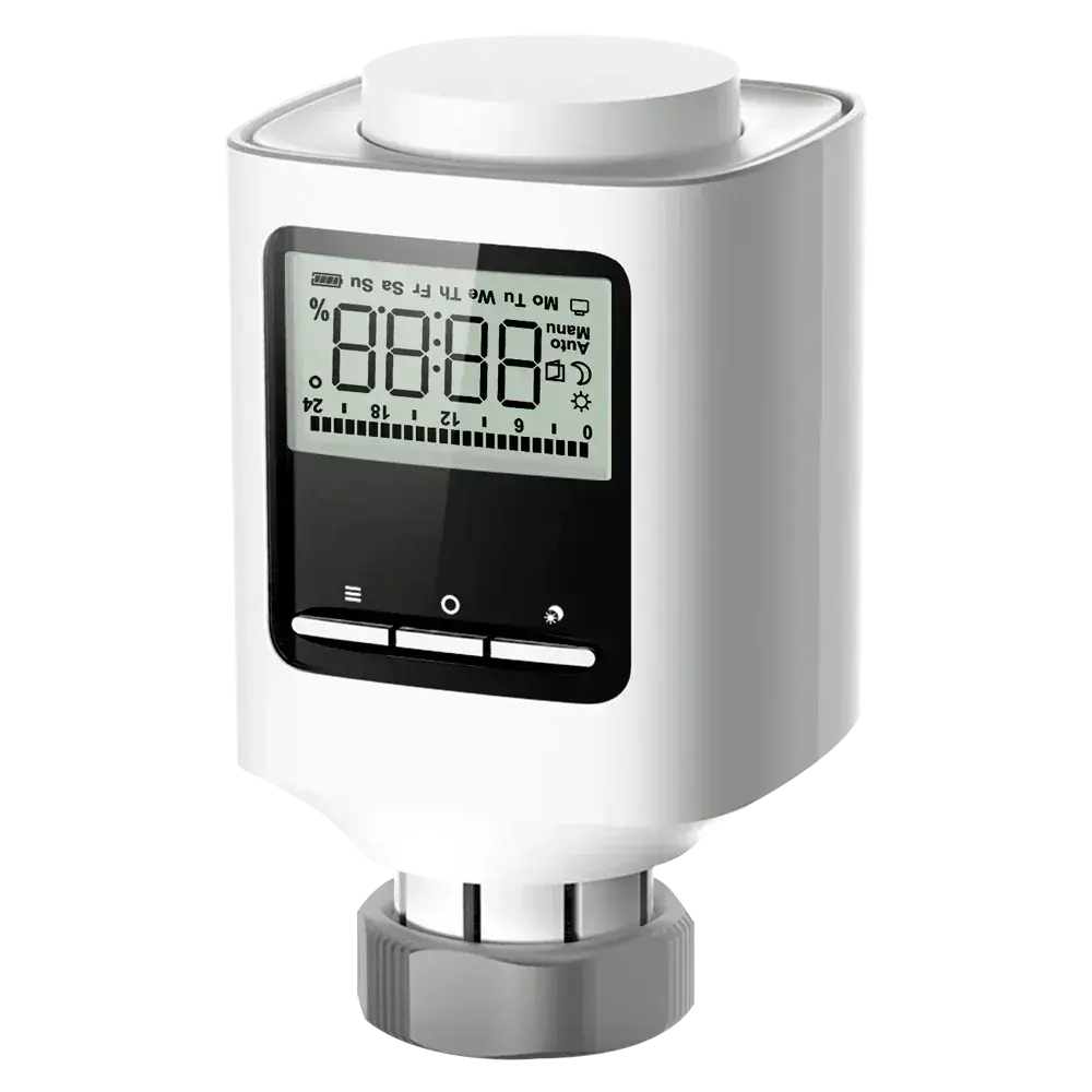 Tête thermostatique électronique blanche avec écran LCD, affichage numérique programmable