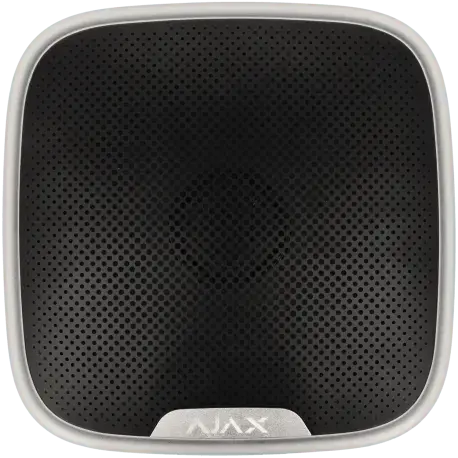 Sirène d'alarme extérieure noire avec grille de protection, accessoire sécurité maison