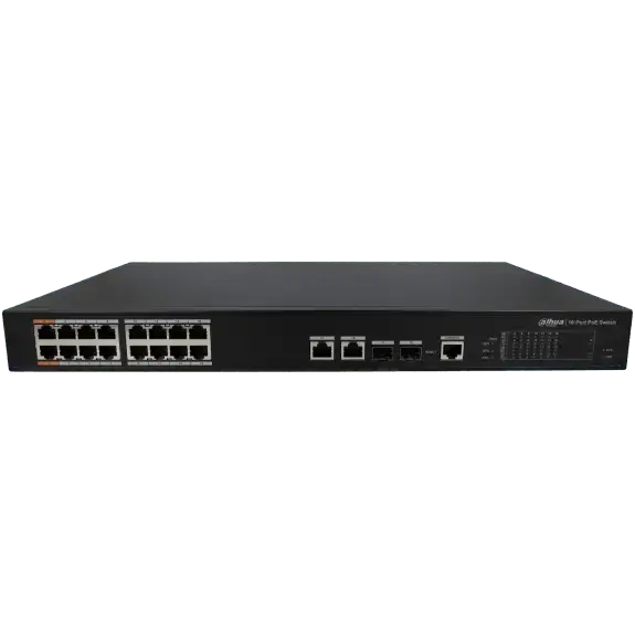Switch réseau PoE Ethernet noir, 24 ports pour vidéosurveillance et sécurité professionnelle