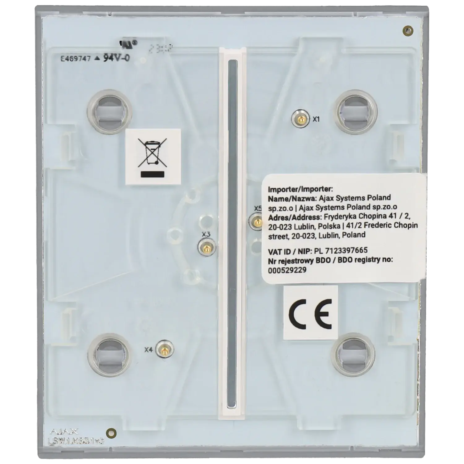 Double panneau d'interrupteurs central AJAX / Référence CENTERBUTTON-2G-FOG