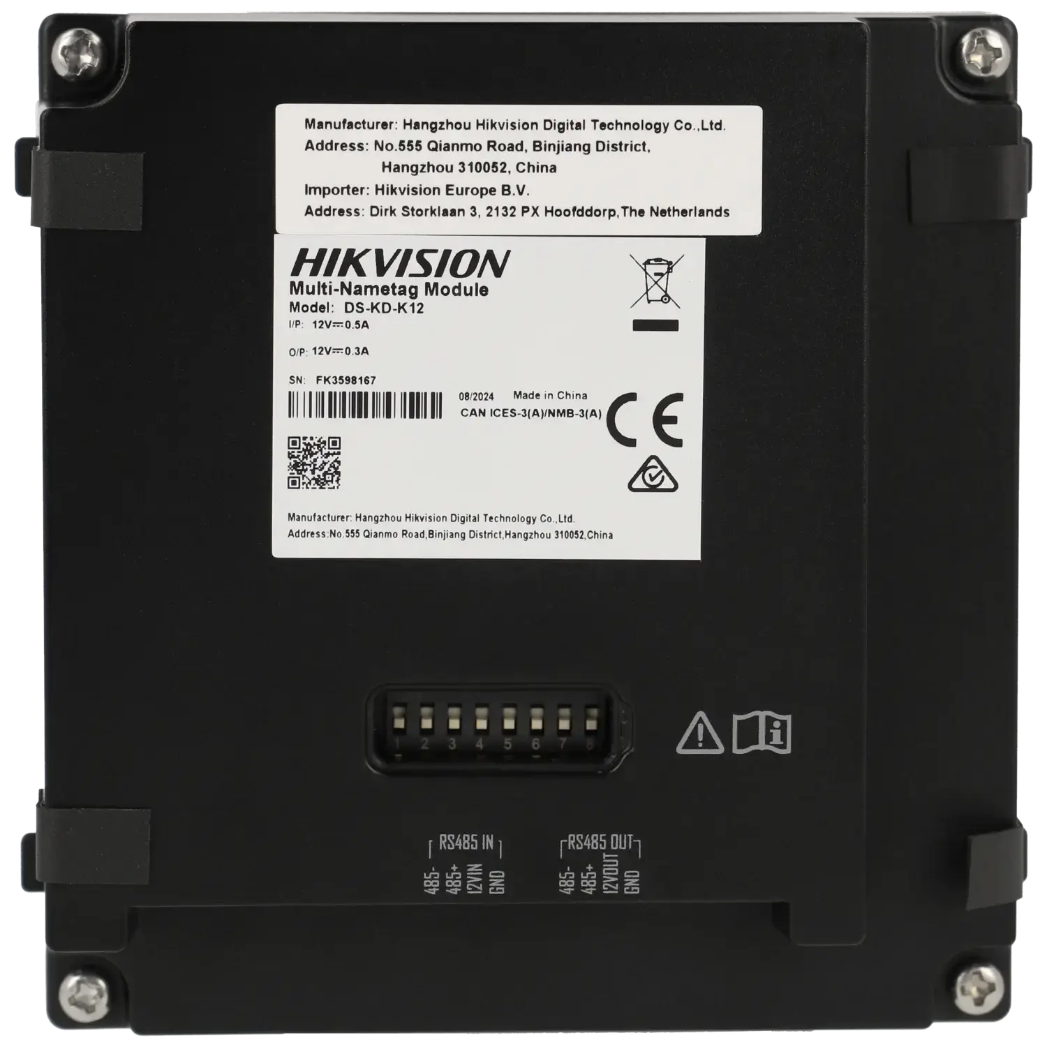 Station extérieure modulaire HIKVISION pour vidéo portier IP à 12 boutons / Référence DS-KD-K12