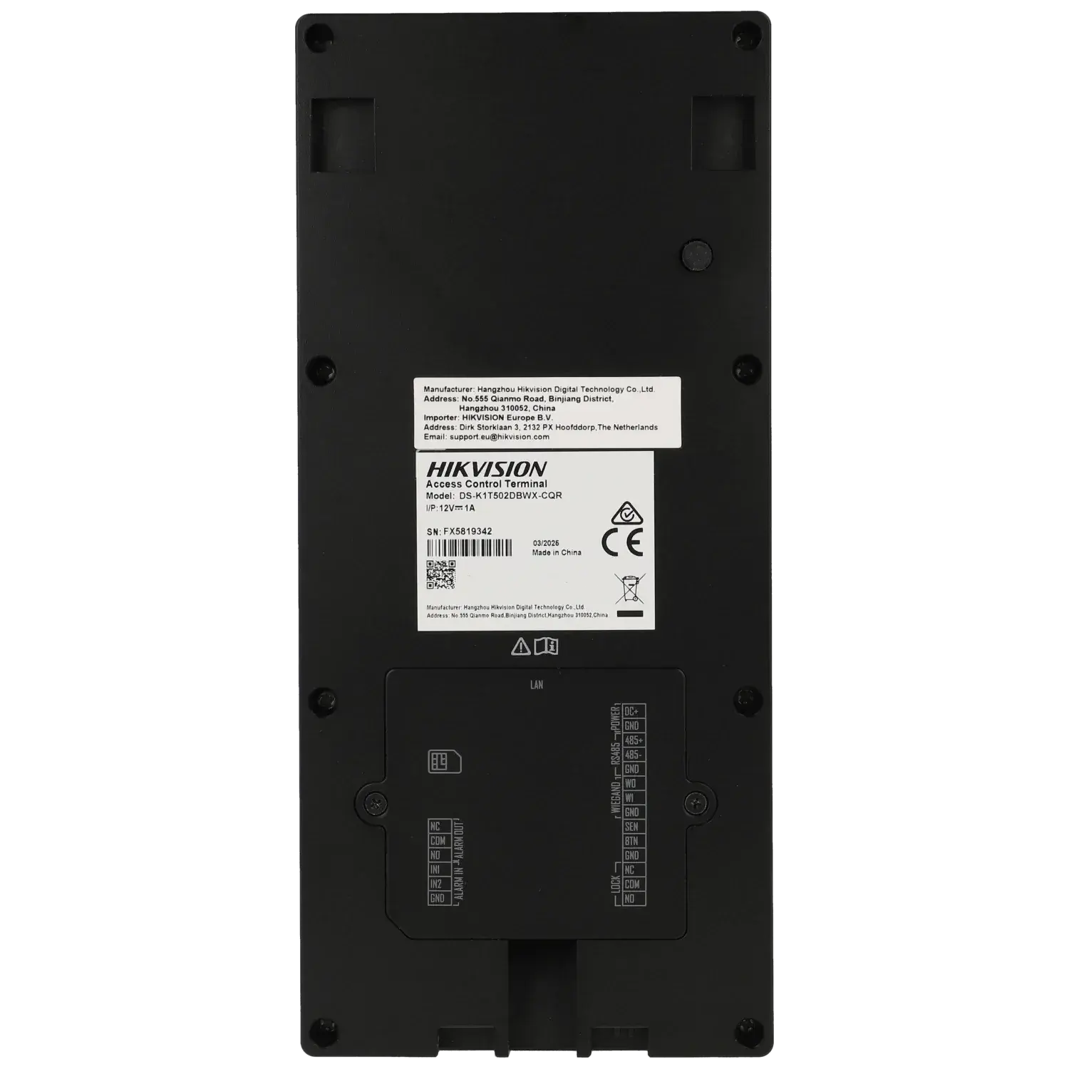 Contrôle d'accès et interphone vidéo HIKVISION intérieur - extérieur avec code QR, clavier et carte / Référence DS-K1T502DBWX-CQR