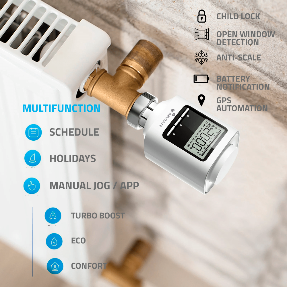 Vanne intelligente pour radiateur / Référence NVS-RADIATOR-TRV