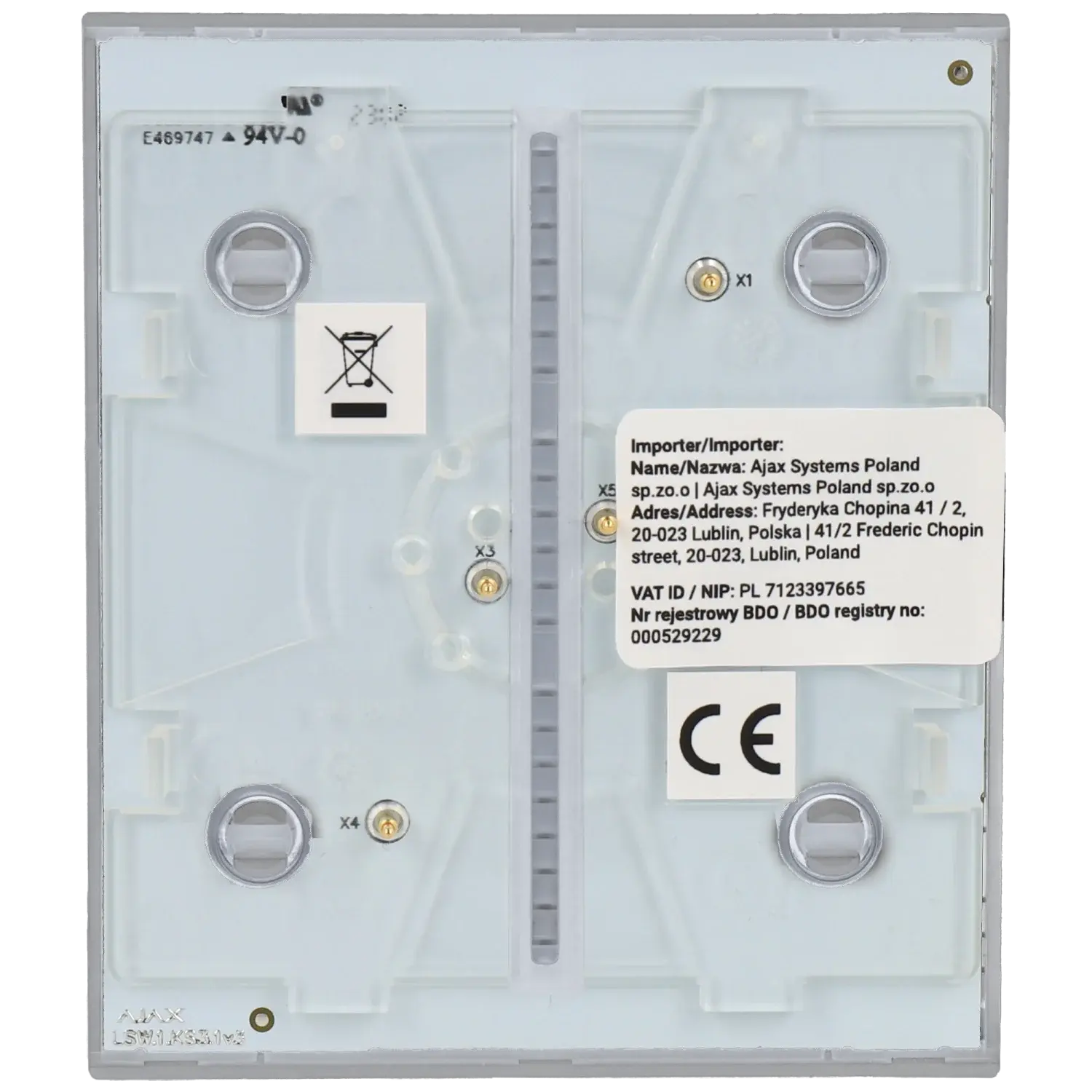Panneau d'interrupteurs central commutable AJAX / Référence CENTERBUTTON-1G2W-FOG TSA Distribution