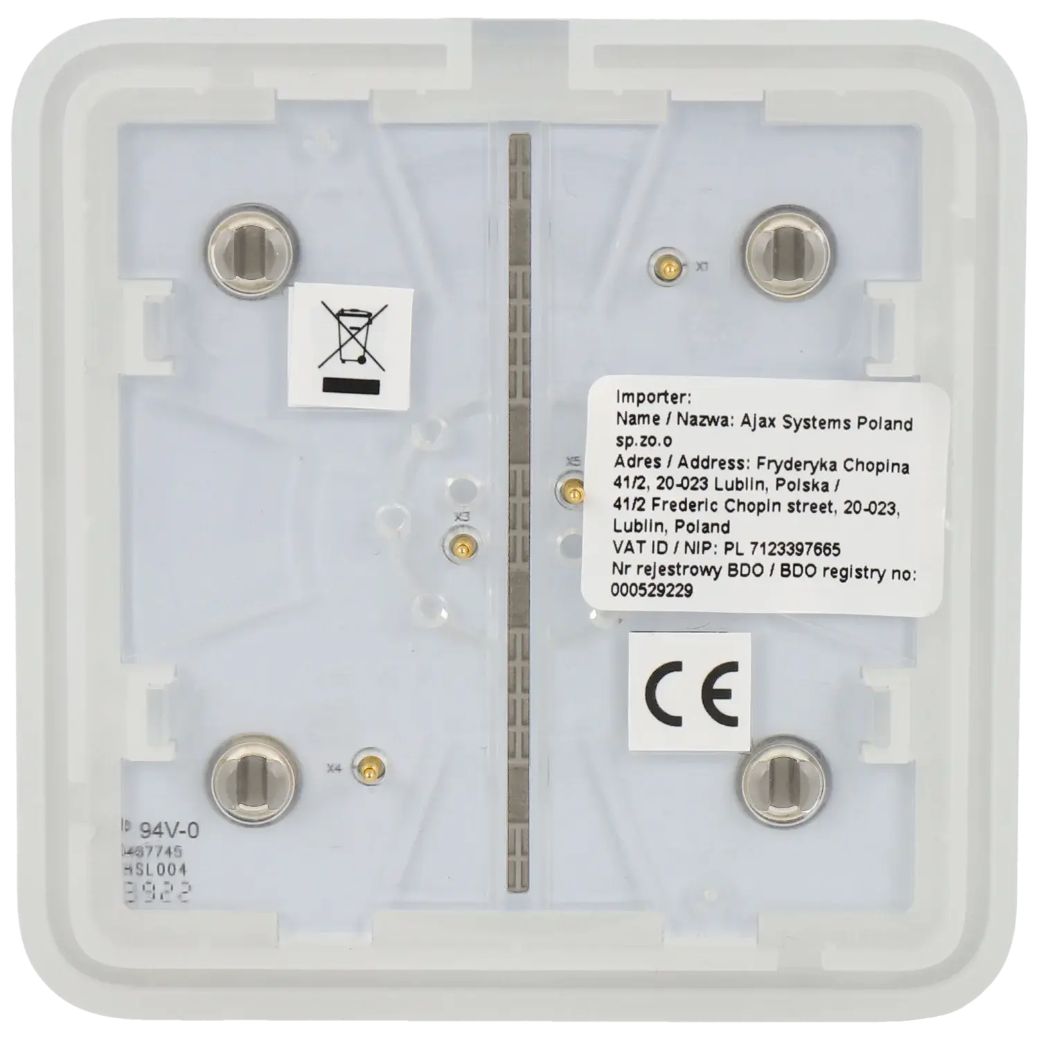 Interrupteur du panneau de commande AJAX / Référence SOLOBUTTON-1G2W-OYS TSA Distribution