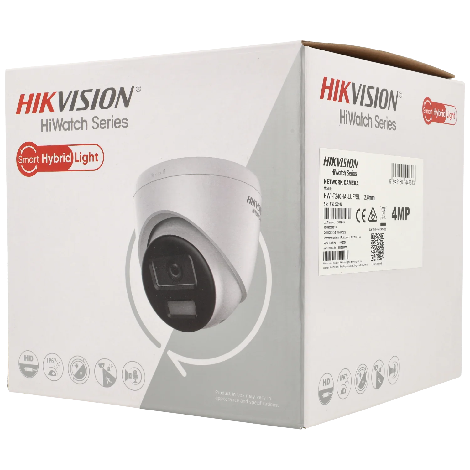 C​améra HIKVISION mini-dôme IP avec 4 mégapixels et objectif fixe / Référence HWI-T240HA-LUF/SL