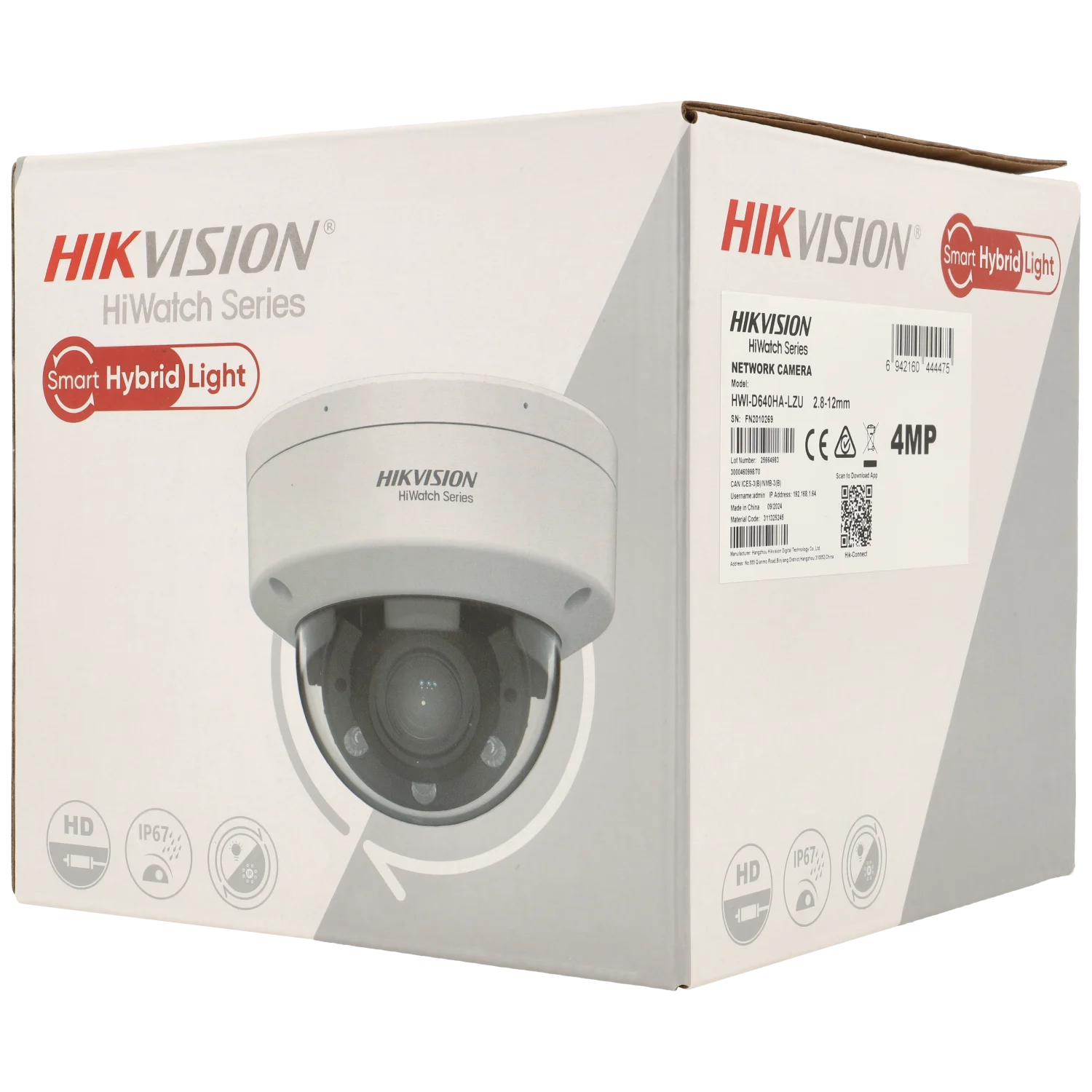 C​améra HIKVISION mini-dôme IP avec 4 mégapixels et objectif zoom optique / Référence HWI-D640HA-LZU