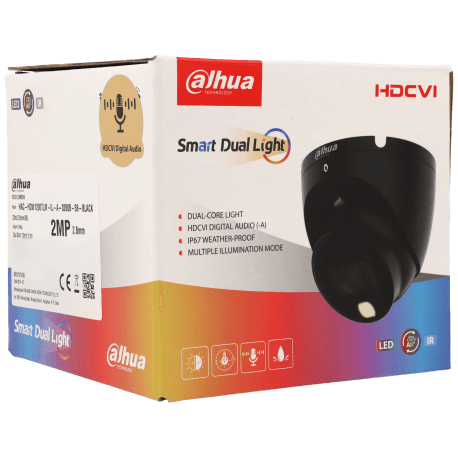 Caméra DAHUA mini-dôme hd-cvi avec 2 mégapixels et objectif fixe / Référence HAC-HDW1200TLM-IL-A-B - TSA Distribution