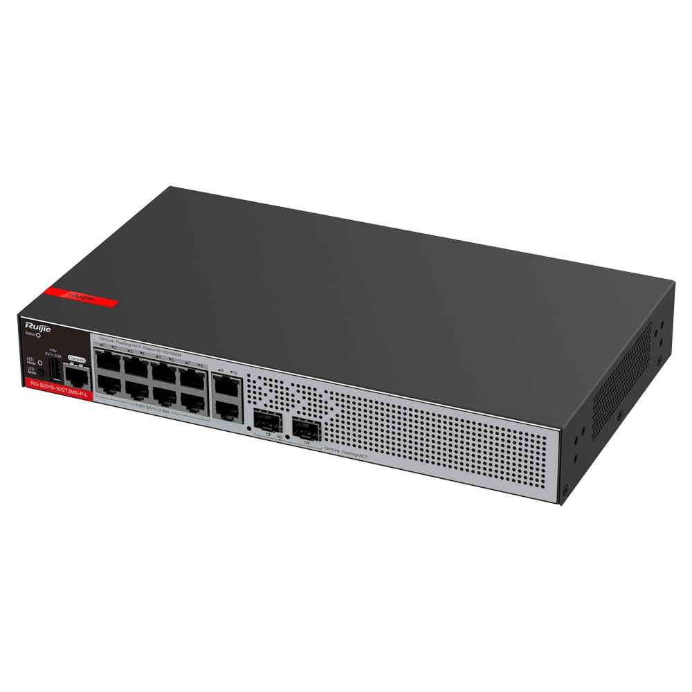 Switch PoE Cloud L2+ Ruijie / Référence RG-S2915-10GT2MS-P-L