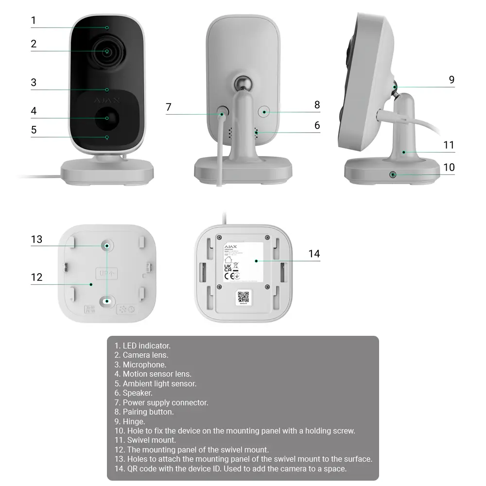 Caméra AJAX cube IP avec 4 mégapixels et objectif fixe / Référence INDOORCAM-4-B TSA Distribution
