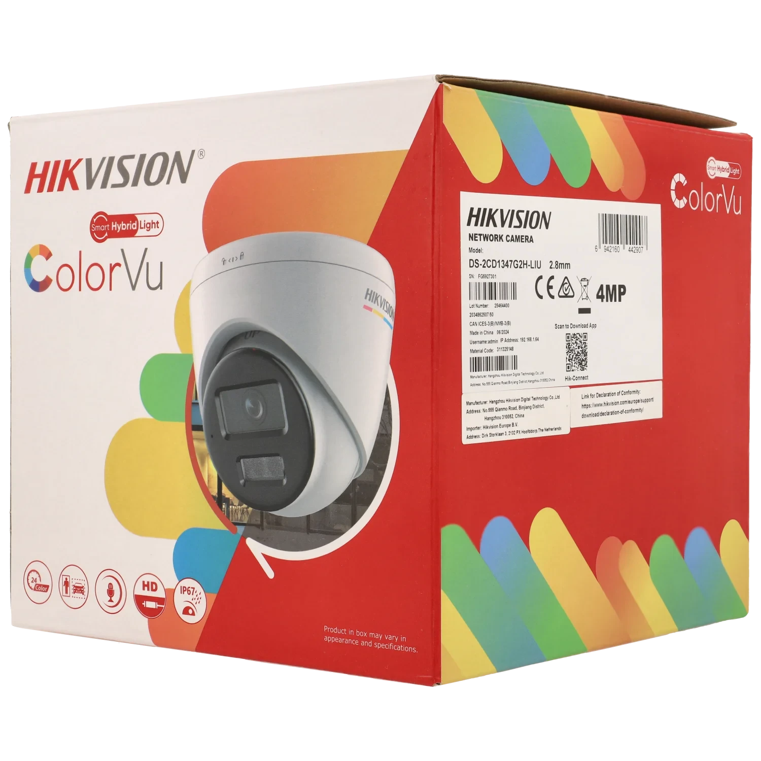 Caméra HIKVISION mini dôme IP avec 4 mégapixels et objectif fixe / Référence DS-2CD1347G2H-LIU